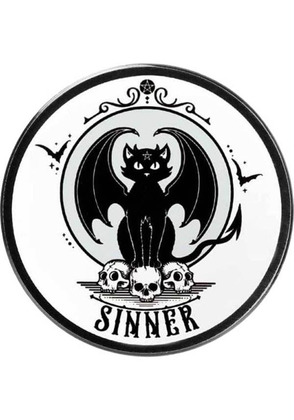 Sinner | CERAMIC COASTER - Beserk - AG084401, alchemy gothic, all, bar, bat, bat wing, black, black and white, black cat, cat, cats, christmas gift, clickfrenzy15-2023, coaster, dec21, discountapp, fp, gift, gift idea, gifts, goth, gothic, home, homeware, homewares, kitchen, R311221, skull, witch, witchy