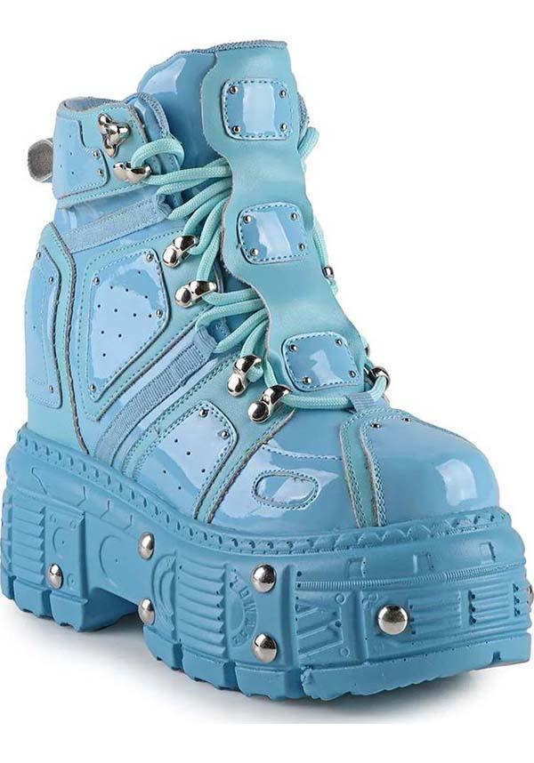 Mangosteen-05 [Blue Patent] | PLATFORM BOOTS - Beserk - all, all ladies, apr23, AW32404, blue, discountapp, fp, googleshopping, halloween shoes, in stock, kawaii, labelexclusive, labelvegan, ladies, ladies shoes, light blue, pastel, pastel blue, pastel goth, platform, platforms, platforms [in stock], R300423, shoe, shoes, sneaker, sneakers, vegan, women, womens