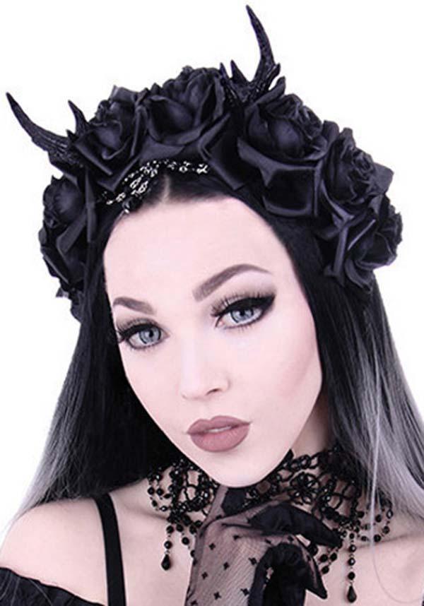 Antler Beaded Rose | HEADBAND - Beserk - accessories, all, black, clickfrenzy15-2023, cosplay, discountapp, fp, gothic, gothic accessories, gothic gifts, hair, hair accessories, halloween, hats and hair, headband, lolita, monochrome, restyle, rose, roses, witch