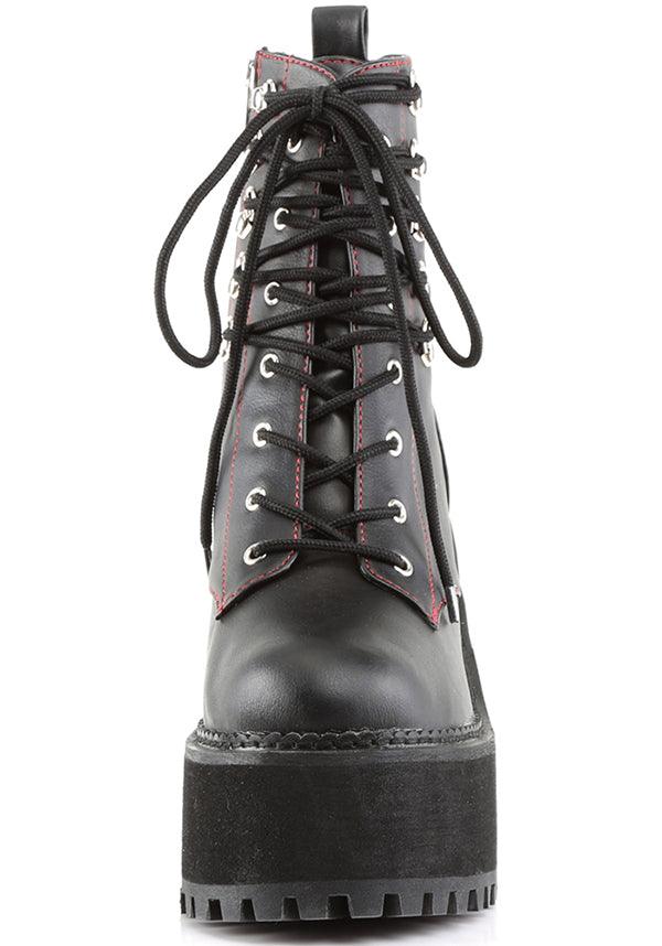 ASSAULT-100 [Black] | BOOTS [PREORDER] - Beserk - all, ankle boots, black, boot, boots, boots [preorder], clickfrenzy15-2023, demonia, discountapp, fp, goth, gothic, grunge, labelpreorder, labelvegan, lace up, platform, platforms, platforms [preorder], pleaserimageupdated, ppo, preorder, punk, shoes, vegan