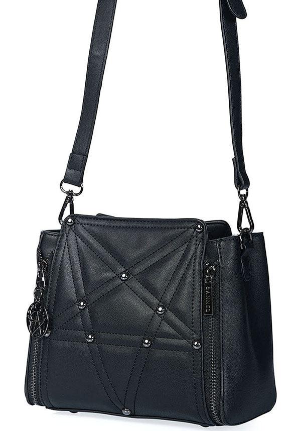 Darq | CROSSBODY BAG - Beserk - accessories, all, BA39270, bag, bags, banned apparel, black, clickfrenzy15-2023, crossbody, discountapp, fp, googleshopping, goth, gothic, gothic accessories, gothic bag, hand bag, handbag, handbags, handbags and purses, jan23, labelvegan, ladies accessories, large pentagram, messenger bag, pentagram, R050123, shoulder bag, studded, vegan
