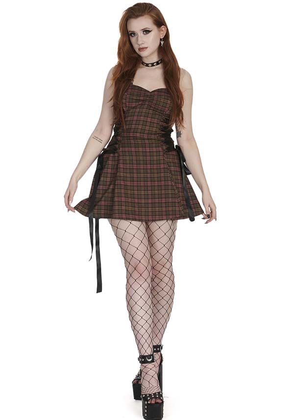 Klondike Tartan [Olive] | LACE UP DRESS*