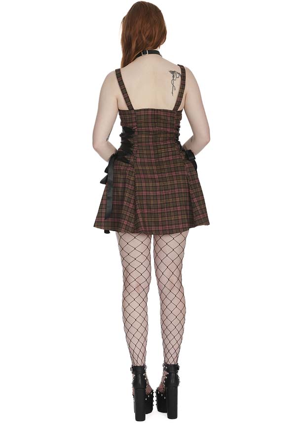 Klondike Tartan [Olive] | LACE UP DRESS*