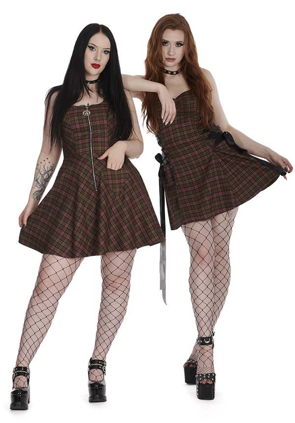 Klondike Tartan [Olive] | LACE UP DRESS*
