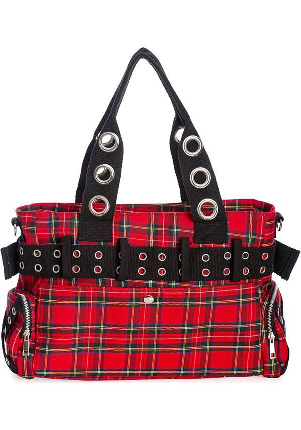 Camdyn [Red] | HANDBAG - Beserk - accessories, all, all ladies, BA35369, bag, bags, clickfrenzy15-2023, dec21, discountapp, fp, goth, gothic, gothic accessories, gothic bag, hand bag, handbag, handbags, handbags and purses, ladies, ladies accessories, plaid, punk, R301221, red, repriced230523, shoulder bag, tartan