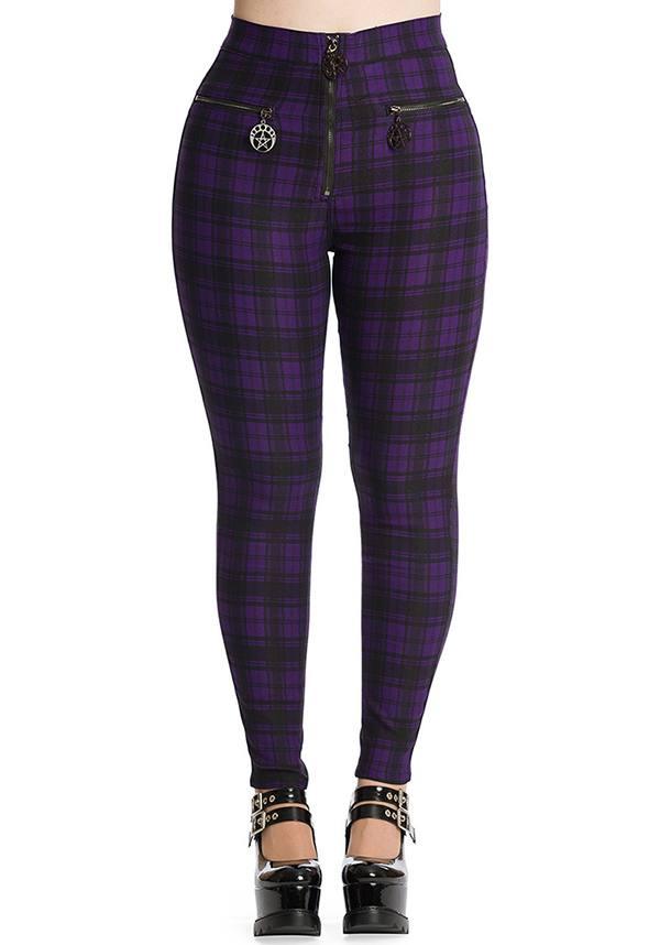 Damien [Purple] | PANTS - Beserk - all, all clothing, all ladies, all ladies clothing, BA3556, banned apparel, check, clickfrenzy15-2023, dec21, discountapp, edgy, emo, fp, goth, gothic, high waisted, ladies, ladies clothing, ladies pants, ladies pants + shorts, ladies pants and shorts, pants, plus, plus size, pricematchedsg, punk, purple, R301221, repriced230523, rock, tartan, trousers, winter, winter clothing, winter wear, womens pants