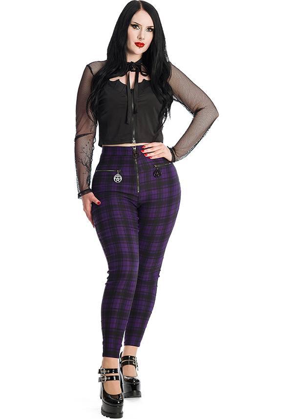 Damien [Purple] | PANTS - Beserk - all, all clothing, all ladies, all ladies clothing, BA3556, banned apparel, check, clickfrenzy15-2023, dec21, discountapp, edgy, emo, fp, goth, gothic, high waisted, ladies, ladies clothing, ladies pants, ladies pants + shorts, ladies pants and shorts, pants, plus, plus size, pricematchedsg, punk, purple, R301221, repriced230523, rock, tartan, trousers, winter, winter clothing, winter wear, womens pants