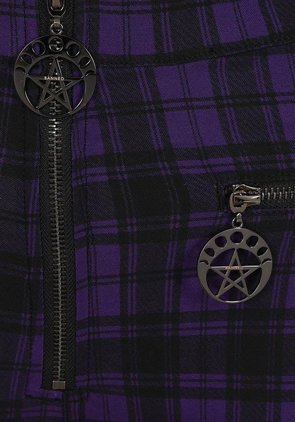 Damien [Purple] | PANTS - Beserk - all, all clothing, all ladies, all ladies clothing, BA3556, banned apparel, check, clickfrenzy15-2023, dec21, discountapp, edgy, emo, fp, goth, gothic, high waisted, ladies, ladies clothing, ladies pants, ladies pants + shorts, ladies pants and shorts, pants, plus, plus size, pricematchedsg, punk, purple, R301221, repriced230523, rock, tartan, trousers, winter, winter clothing, winter wear, womens pants