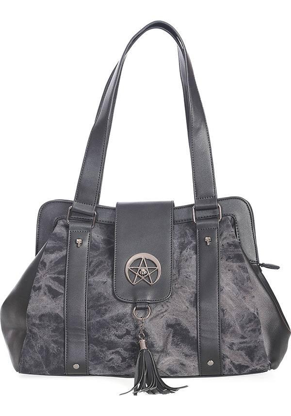 Dreamcatcher | SHOULDER BAG^ - Beserk - accessories, BA37116, BA37495, backorder, bag, bags, black, clickfrenzy15-2023, crescent moon, discountapp, fp, goth, gothic, gothic accessories, gothic bag, grunge, hand bag, handbag, handbags and purses, ladies accessories, moon, moon phase, oct22, pentagram, R041022, shoulder bag, skull, skulll, skulls, witchy