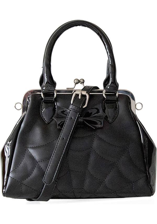 Femme Fatale | HANDBAG - Beserk - accessories, all, bag, banned apparel, black, bow, clickfrenzy15-2023, dec20, discountapp, fp, goth, gothic, gothic accessories, gothic bag, halloween, halloween bag, hand bag, handbag, handbags and purses, labelvegan, ladies accessories, repriced240523, spider web, spiderweb, vegan, web