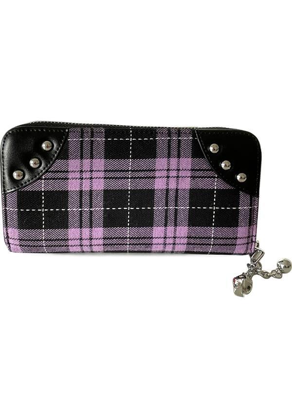 Handcuff [Purple Tartan] | WALLET - Beserk - accessories, BA37116, black, clickfrenzy15-2023, discountapp, fp, goth, gothic, gothic accessories, handbags and purses, handcuff, jun22, ladies accessories, plaid, punk, purple, purse, R050622, tartan, wallet, wallets, wallets and purse, wallets and purses
