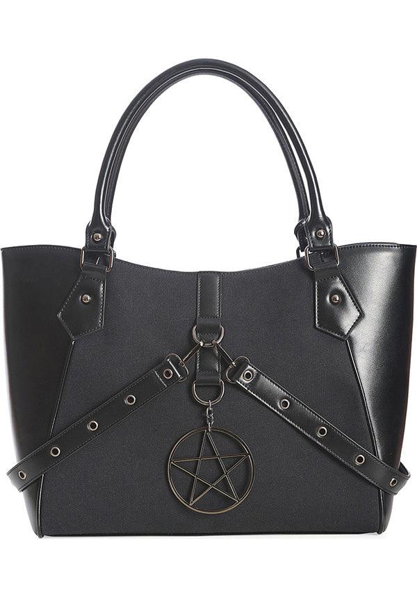 In Oblivion We Trust [Black] | TOTE BAG^ - Beserk - accessories, backorder, bag, bags, BG37216, black, clickfrenzy15-2023, cross, discountapp, fp, goth, gothic, gothic accessories, gothic bag, hand bag, handbag, handbags and purses, jul22, labelvegan, ladies accessories, R100722, shoulder bag, stud, studded, studs, vegan