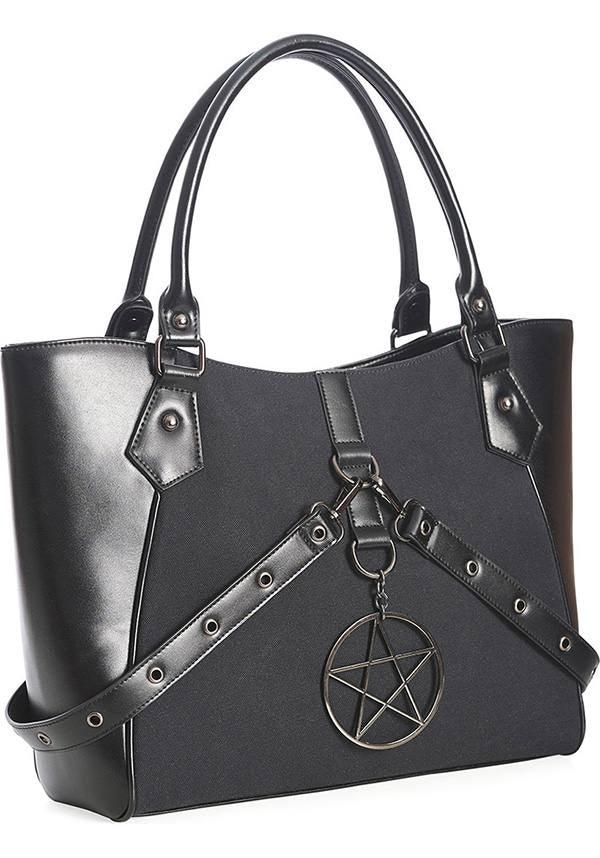 In Oblivion We Trust [Black] | TOTE BAG^ - Beserk - accessories, backorder, bag, bags, BG37216, black, clickfrenzy15-2023, cross, discountapp, fp, goth, gothic, gothic accessories, gothic bag, hand bag, handbag, handbags and purses, jul22, labelvegan, ladies accessories, R100722, shoulder bag, stud, studded, studs, vegan