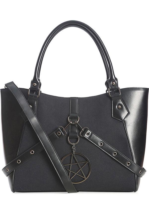 In Oblivion We Trust [Black] | TOTE BAG^ - Beserk - accessories, backorder, bag, bags, BG37216, black, clickfrenzy15-2023, cross, discountapp, fp, goth, gothic, gothic accessories, gothic bag, hand bag, handbag, handbags and purses, jul22, labelvegan, ladies accessories, R100722, shoulder bag, stud, studded, studs, vegan