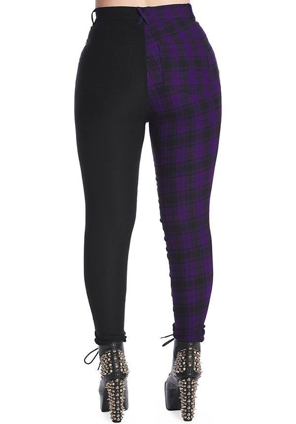 Kaori [Purple/Black] | PANTS^ - Beserk - all, all clothing, all ladies clothing, apr22, BA36678, backorder, black, clickfrenzy15-2023, clothing, colour:purple, dark purple, discountapp, fp, high waisted, ladies clothing, ladies pants, ladies pants + shorts, ladies pants and shorts, long pants, pants, plaid, purple, R120422, tartan, winter, winter clothing, womens pants