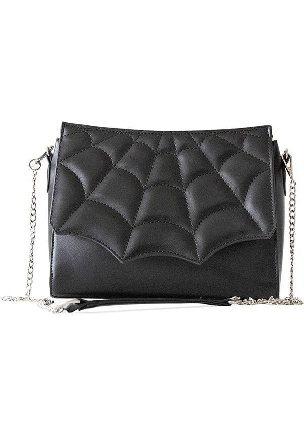 Mabris | SHOULDER BAG - Beserk - accessories, all, bag, bags, banned apparel, black, chain, clickfrenzy15-2023, dec20, discountapp, fp, goth, gothic, gothic accessories, gothic bag, halloween, halloween bag, hand bag, handbag, handbags and purses, labelvegan, ladies accessories, repriced230523, shoulder bag, spider, spider web, spiderweb, spiderwebs, spooky, vegan, web, webs