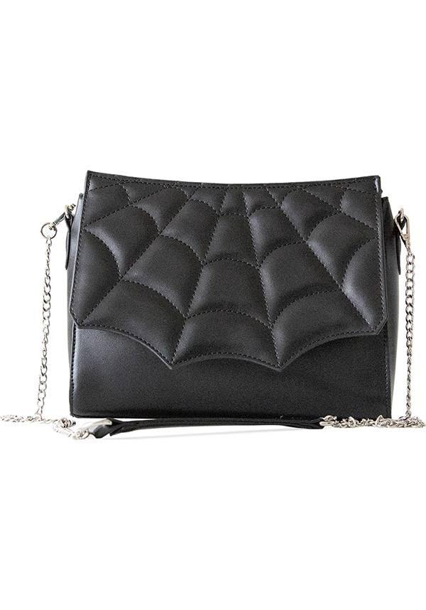 Mabris | SHOULDER BAG - Beserk - accessories, all, bag, bags, banned apparel, black, chain, clickfrenzy15-2023, dec20, discountapp, fp, goth, gothic, gothic accessories, gothic bag, halloween, halloween bag, hand bag, handbag, handbags and purses, labelvegan, ladies accessories, repriced230523, shoulder bag, spider, spider web, spiderweb, spiderwebs, spooky, vegan, web, webs