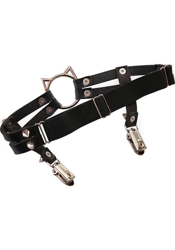 Sparklers | LEG GARTER - Beserk - accessories, all ladies, BA37116, BA37495, black, cat, cats, clickfrenzy15-2023, discountapp, fetish, fp, garter, garters and harnesses, goth, gothic, gothic accessories, kink, kinky, labelvegan, ladies, ladies accessories, leg harness, oct22, pet play, R041022, vegan