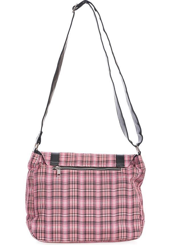 Twice The Action [Pink] | SHOULDER BAG - Beserk - accessories, all, apr22, BA36678, baby pink, bag, bags, clickfrenzy15-2023, discountapp, fp, gothic accessories, gothic bag, hand bag, handbag, handbags and purses, ladies accessories, light pink, pastel pink, pink, plaid, R120422, repriced240523, shoulder bag, tartan