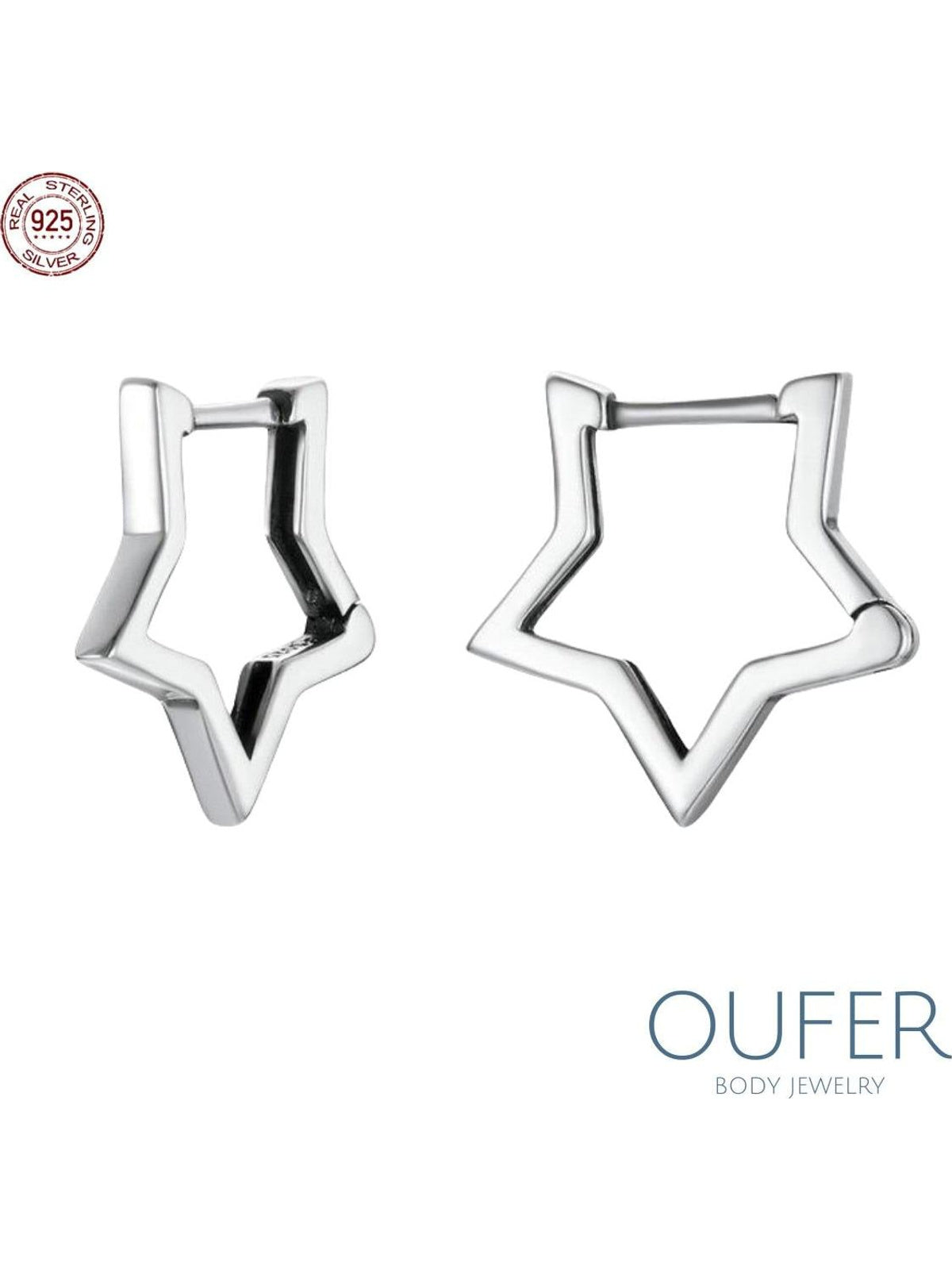 2pcs S925 Sterling Silver Star Hoop Earring | EARRING