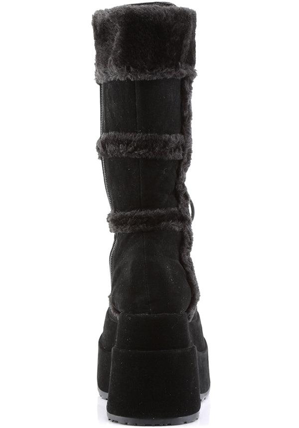 BEAR-202 [Black] | PLATFORM BOOTS [PREORDER] - Beserk - all, black, boot, boots, boots [preorder], clickfrenzy15-2023, demonia, discountapp, fluffy, fp, fur, goth, gothic, labelpreorder, labelvegan, mid calf boots, platform, platforms, platforms [preorder], pleaserhidden, pleaserimageupdated, ppo, preorder, shoes, vegan