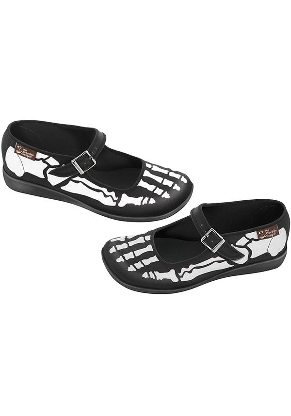 Bella Hasta La Muerte | FLATS - Beserk - all, black, clickfrenzy15-2023, cpgstinc, discountapp, edgy, flats, flats [in stock], fp, gothic, halloween, halloween clothing, hot chocolate, in stock, instock, labelinstock, labelvegan, mary janes, shoes, skeleton, vegan