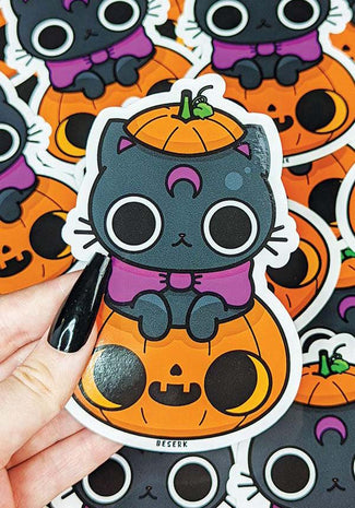 Kitty In Pumpkin | VINYL STICKER