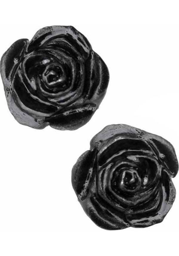 Black Rose Stud | EARRINGS - Beserk - accessories, alchemy gothic, all, black, black rose, clickfrenzy15-2023, discountapp, earrings, fp, goth, gothic, gothic accessories, jewellery, jewelry, ladies accessories, rose, roses, valentines gifts