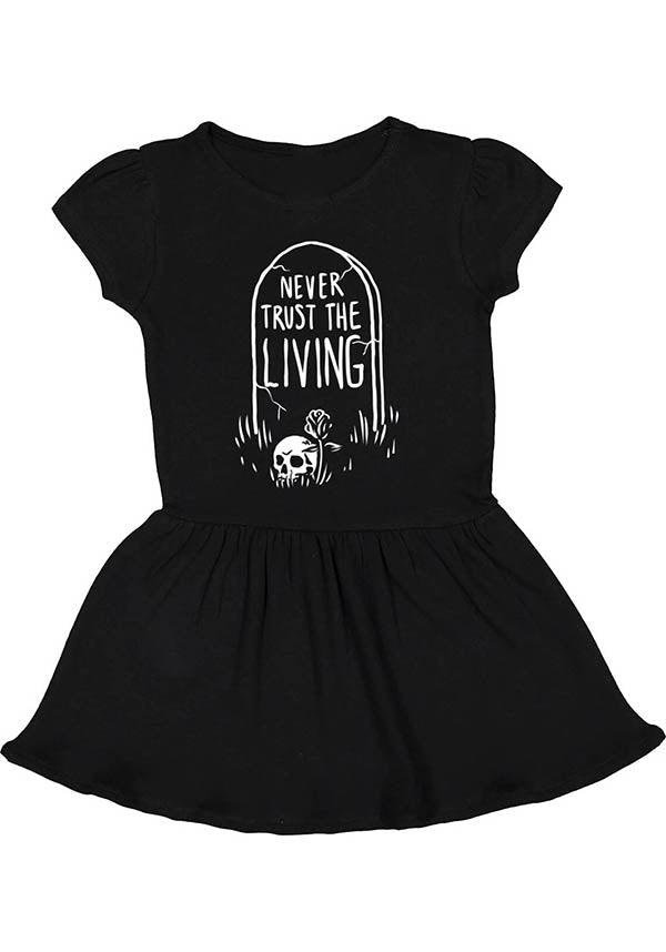 Never Trust The Living | TODDLER DRESS** - Beserk - all, apr21, babies, baby, baby clothing, black, blackcraft, boxingday22-20, clickfrenzy15-2023, discountapp, edgy, exclusive, finalsale, goth, gothic, halloween, kid, kids, kids clothing, labelexclusive, lastonesale, mysterypack2023, repriced020822, sale