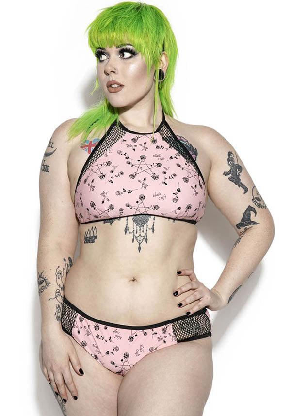 Pentagram Rose [Pink] MESH SWIM BOTTOM** - Beserk - all, all clothing, all ladies, all ladies clothing, BCD313, bikini, blackcraft, clickfrenzy15-2023, clothing, discountapp, edgy, exclusive, finalsale, floral, goth, gothic, labelexclusive, labelsale, ladies, ladies clothing, mesh, mysteryboxsale, mysteryboxsaleclothing, mysterypack2023, nov21, pastel goth, pentagram, pink, plus, plus size, R141121, rose, roses, sale, sale clothing, swim, swim suit, swimmers, swimming, swimsuit, swimwear, togs