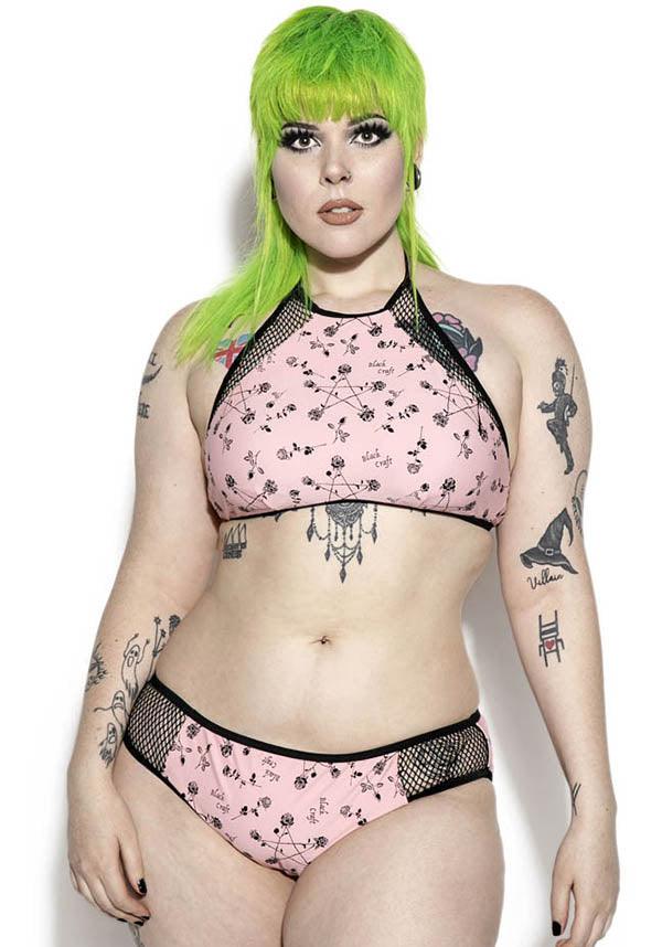 Pentagram Rose [Pink] MESH SWIM BOTTOM** - Beserk - all, all clothing, all ladies, all ladies clothing, BCD313, bikini, blackcraft, clickfrenzy15-2023, clothing, discountapp, edgy, exclusive, finalsale, floral, goth, gothic, labelexclusive, labelsale, ladies, ladies clothing, mesh, mysteryboxsale, mysteryboxsaleclothing, mysterypack2023, nov21, pastel goth, pentagram, pink, plus, plus size, R141121, rose, roses, sale, sale clothing, swim, swim suit, swimmers, swimming, swimsuit, swimwear, togs