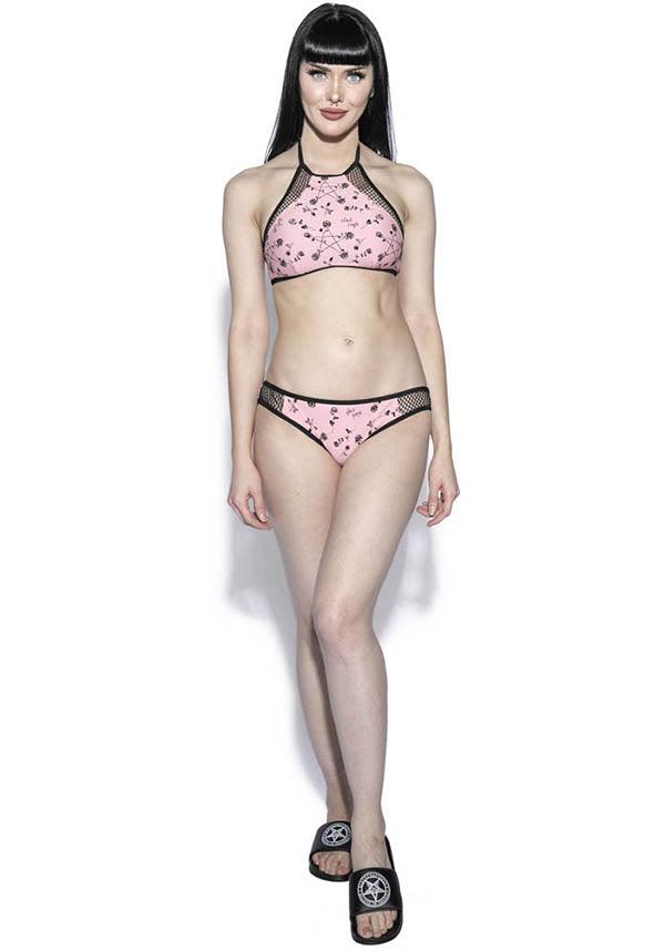 Pentagram Rose [Pink] MESH SWIM BOTTOM** - Beserk - all, all clothing, all ladies, all ladies clothing, BCD313, bikini, blackcraft, clickfrenzy15-2023, clothing, discountapp, edgy, exclusive, finalsale, floral, goth, gothic, labelexclusive, labelsale, ladies, ladies clothing, mesh, mysteryboxsale, mysteryboxsaleclothing, mysterypack2023, nov21, pastel goth, pentagram, pink, plus, plus size, R141121, rose, roses, sale, sale clothing, swim, swim suit, swimmers, swimming, swimsuit, swimwear, togs