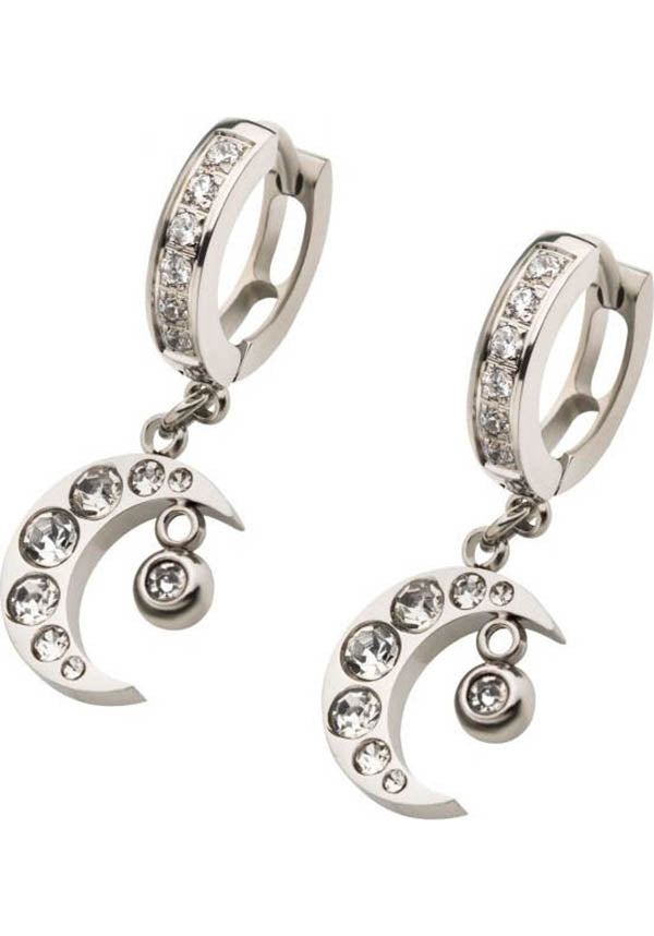 Crescent Moon [Clear Bezel] | EARRINGS