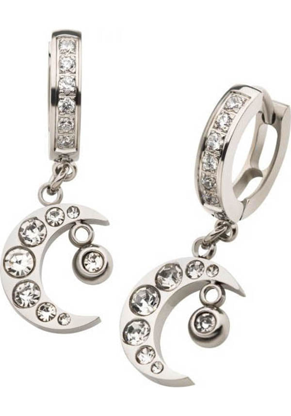 Bodyvibe Crescent Moon Clear Bezel Earrings Australia