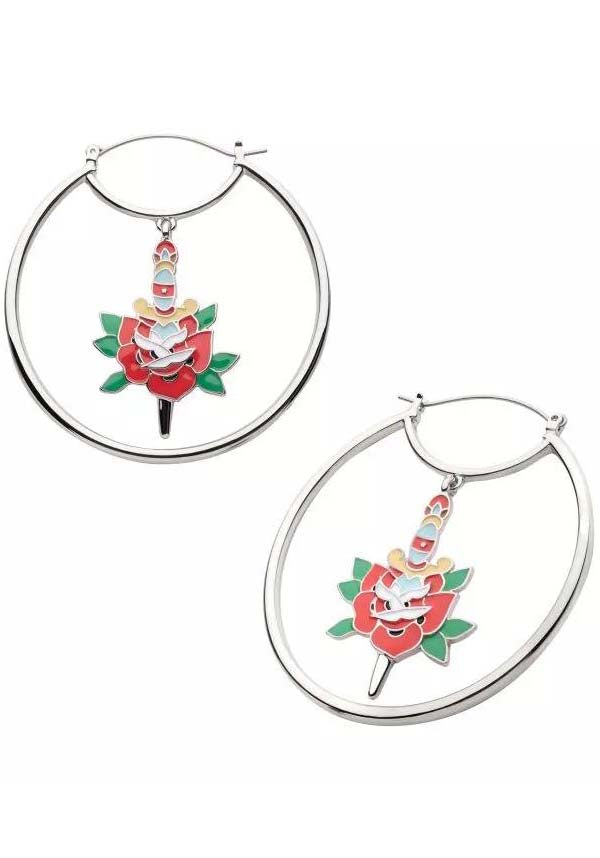 Bleeding Rose | PLUG HOOP EARRINGS