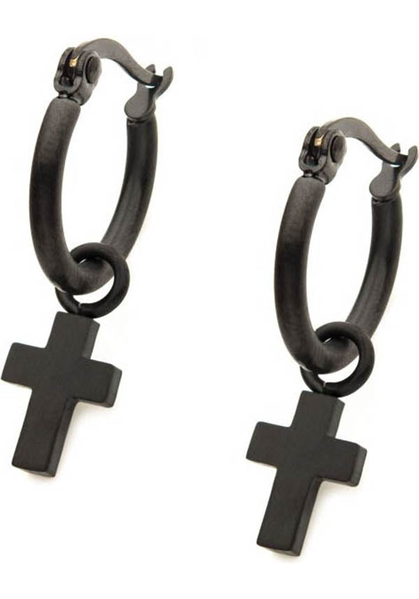 Cross [Matte Black] | EARRINGS