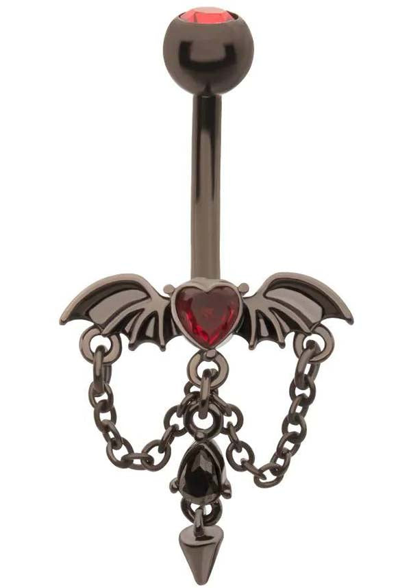 Succubus Heart [Black] Spiked | NAVEL BAR