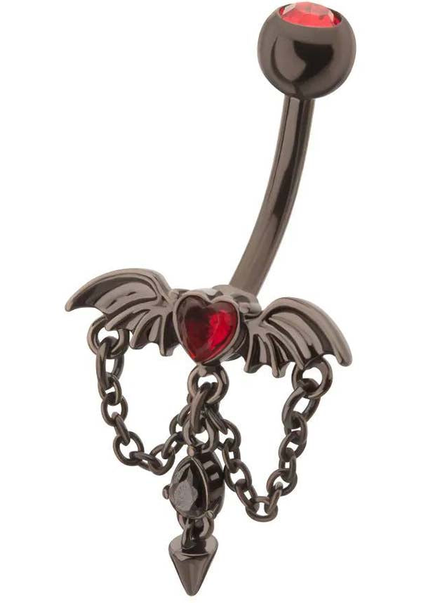 Succubus Heart [Black] Spiked | NAVEL BAR