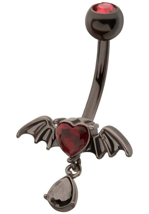 Succubus Heart [Black] Teardrop | NAVEL BAR