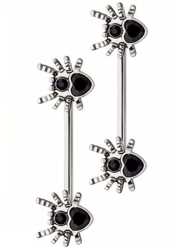 thumbnail image 2 of Lobal Domination Spiderweb Nipple Shields - 14g Barbell Rings, Pair, Body Piercing Jewelry 2 of 6