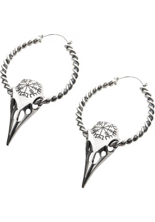 Vegvisir Raven Skull | PLUG HOOP EARRINGS
