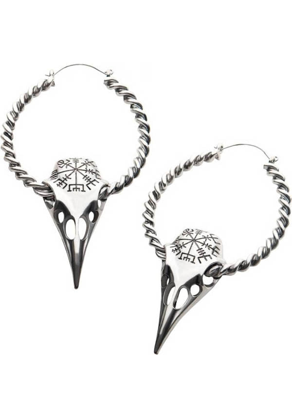 Vegvisir Raven Skull | PLUG HOOP EARRINGS