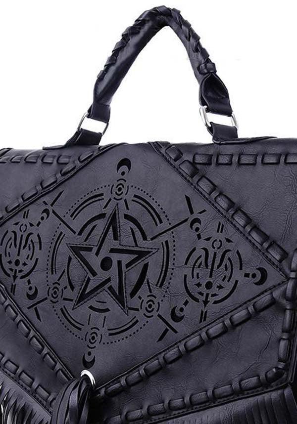 Boho Witch | HANDBAG - Beserk - accessories, adjustable strap, all, bag, black, clickfrenzy15-2023, discountapp, fp, fringe, fringing, gothic, gothic accessories, gothic bag, grunge, hand bag, handbag, handbags and purses, labelvegan, ladies accessories, messenger bag, pentacle, pentagram, restyle, shoulder bag, vegan, witch, witchy, yalternative