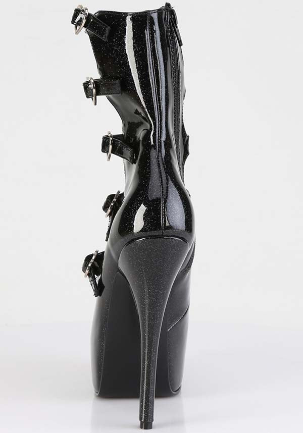 TEEZE-23 [Black Glitter Patent] | PLATFORM HEELS [PREORDER]