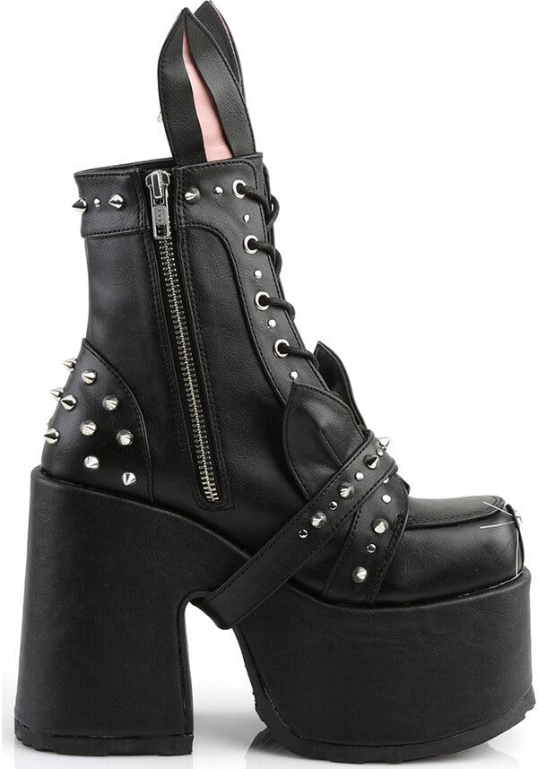 CAMEL-202 [Black] | PLATFORM BOOTS [PREORDER] - Beserk - all, ankle boots, black, boots, boots [preorder], bunny, cat, cats, clickfrenzy15-2023, demonia, demonia shoes, discountapp, fp, goth, gothic, labelpreorder, labelvegan, lace up, platform, platform boots, platform heels, platforms, platforms [preorder], pleaserimageupdated, ppo, preorder, rabbit, shoes, vegan