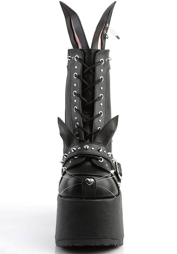 CAMEL-202 [Black] | PLATFORM BOOTS [PREORDER] - Beserk - all, ankle boots, black, boots, boots [preorder], bunny, cat, cats, clickfrenzy15-2023, demonia, demonia shoes, discountapp, fp, goth, gothic, labelpreorder, labelvegan, lace up, platform, platform boots, platform heels, platforms, platforms [preorder], pleaserimageupdated, ppo, preorder, rabbit, shoes, vegan