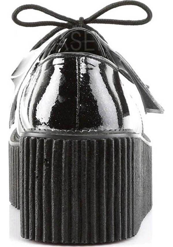 CREEPER-205 [Black Glitter] | CREEPERS [PREORDER] - Beserk - all, bat, bats, black, clickfrenzy15-2023, demonia, discountapp, fp, goth, gothic, halloween, halloween shoes, labelpreorder, labelvegan, lace up, lolita, platform, platforms, platforms [preorder], ppo, preorder, shoes, vegan