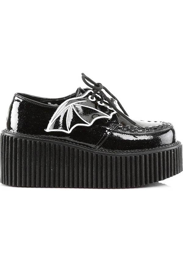 CREEPER-205 [Black Glitter] | CREEPERS [PREORDER] - Beserk - all, bat, bats, black, clickfrenzy15-2023, demonia, discountapp, fp, goth, gothic, halloween, halloween shoes, labelpreorder, labelvegan, lace up, lolita, platform, platforms, platforms [preorder], ppo, preorder, shoes, vegan