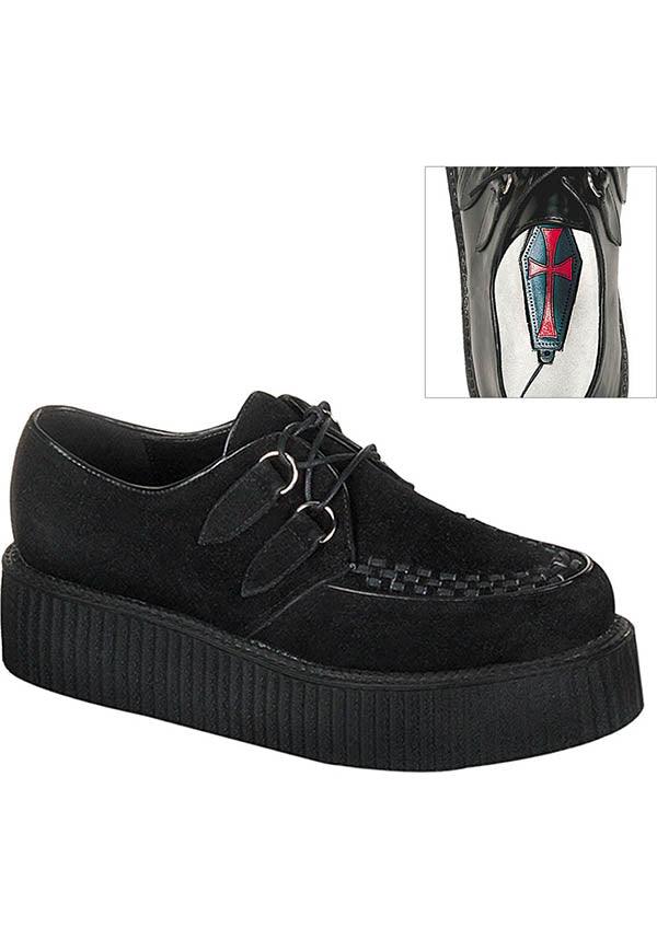 CREEPER-402S [Black] | CREEPERS [PREORDER] - Beserk - all, black, clickfrenzy15-2023, creeper, creepers, demonia, demonia shoes, discountapp, flats, flats [preorder], fp, goth, gothic, labelpreorder, labelvegan, mens shoes, platform, platforms, platforms [preorder], pleaserimageupdated, ppo, preorder, punk, shoes, vegan