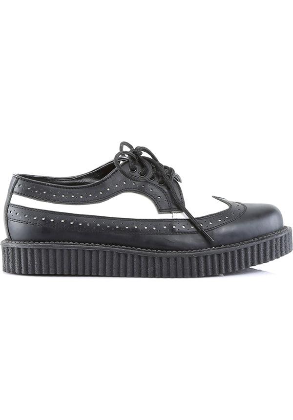 CREEPER-608 [Black/White] | CREEPERS [PREORDER] - Beserk - all, black, clickfrenzy15-2023, creeper, creepers, demonia, demonia shoes, discountapp, flats, flats [preorder], formal, formal wear, fp, goth, gothic, labelpreorder, labelvegan, mens shoes, platforms, platforms [preorder], pleaserimageupdated, ppo, preorder, shoes, vegan, white